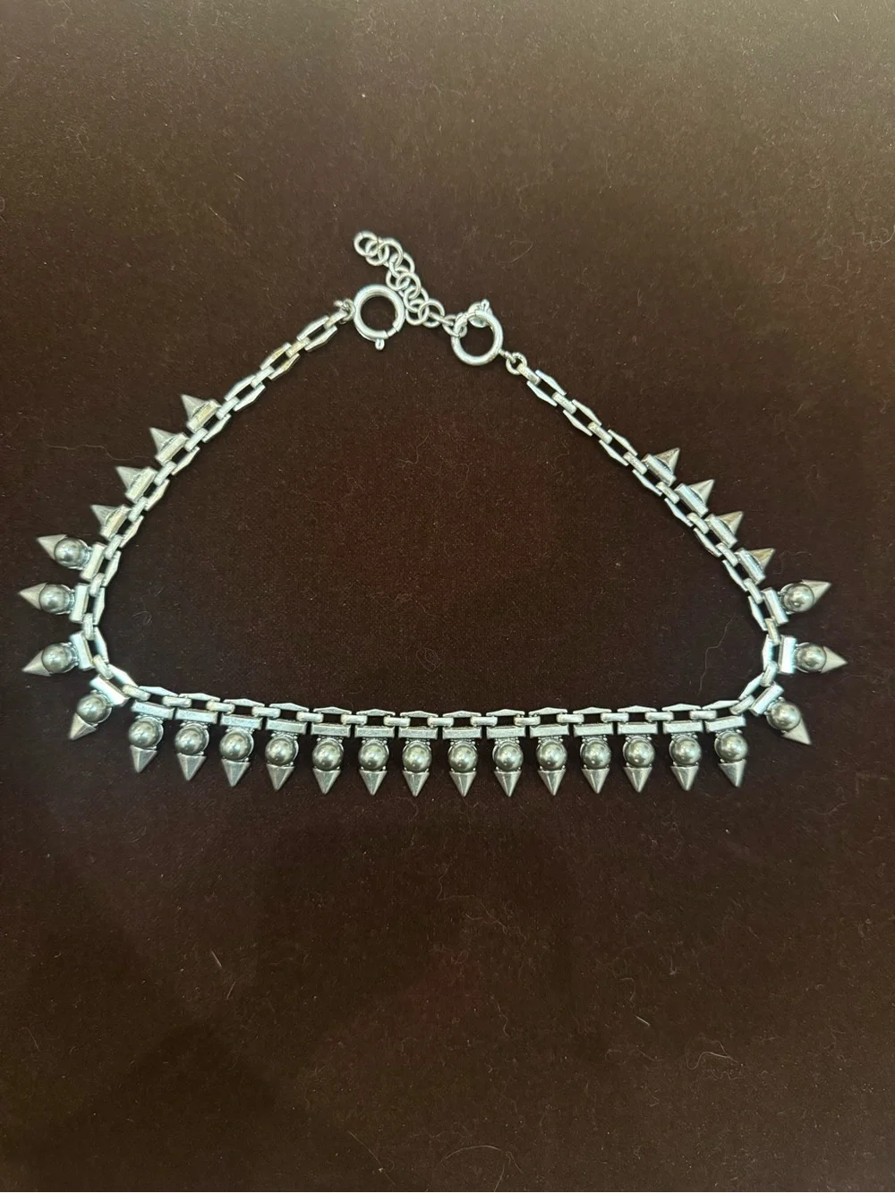 Stella & Dot Sterling Silver Spike Fringe Anklet - Silver